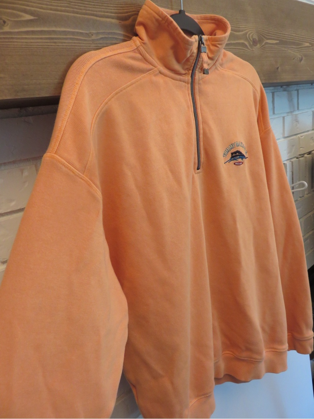 Tommy Bahama 100% Cotton Relax Marlin 1/4 Zip Sweatshirt Peach Men’s Medium - Picture 3 of 14